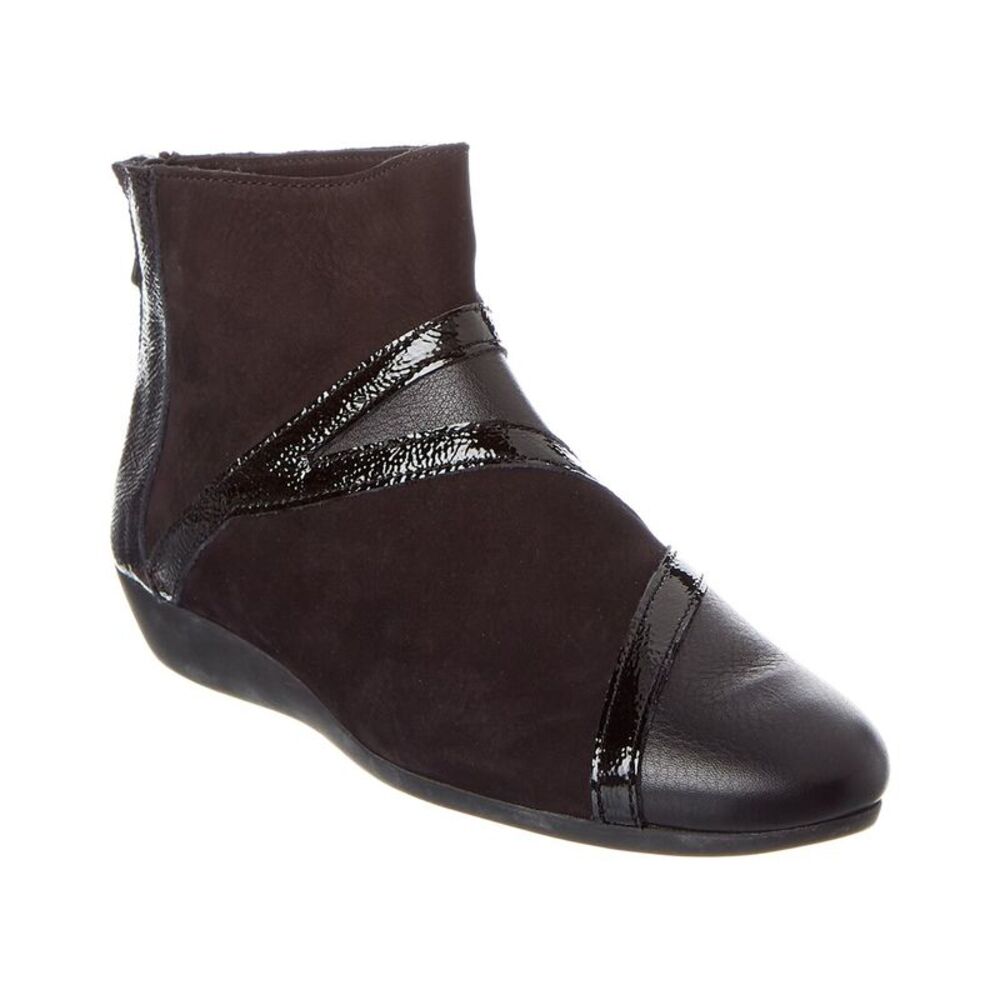 Arche Onyzem Leather & Patent Bootie, Black